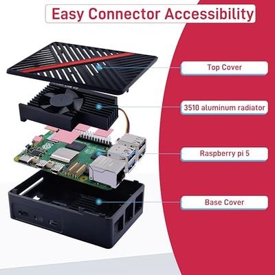 Raspberry Pi 5 4gb 8gb Starter Kit Case with Fan Power Supply Heatsink HDMI  LAN