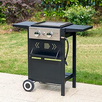 Sophia & William 2-Burner Gas Grill and Griddle Combo Small Flat Top Grill  Outdoor Propane BBQ Grill Cooking Station with Side Shelves,Lid and Hose &  Regulator for Camping BBQ, Black - Yahoo