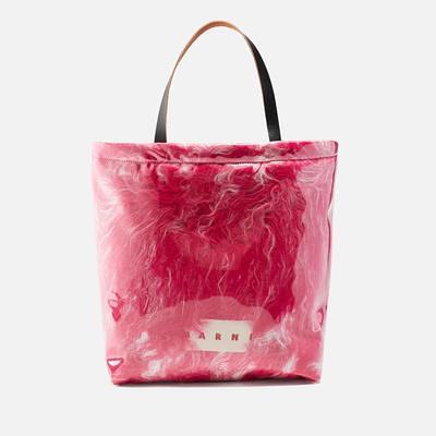 Leather-Trimmed Faux Fur and PVC Tote Bag