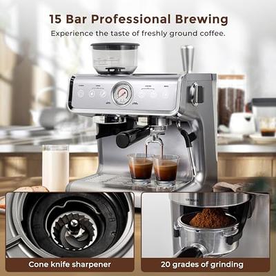 Espresso Coffee Maker Grind Beans Semiautomatic 15bar Grinder