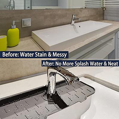 Lanwexy Silicone Faucet Splash Guard, 24 inch Kitchen Sink Splash Guard  Mat, Large Size Faucet Handle Drip Catcher Tray for Kitchen Countertop and