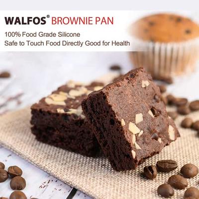 Walfos Silicone Brownie Pan, 9-Cavity Non-stick Square Baking Pan