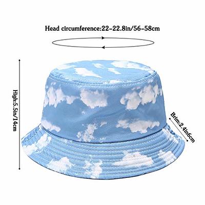 Malaxlx Cute Cloud Print Blue Bucket Hat Beach Sun Hat Aesthetic