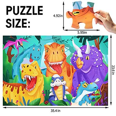 Dinosaur Jigsaw Puzzle for Kids Age 3-5 4-8 Year Old, 35 Piece Jumbo  Toddler Floor Puzzle for Kid Boy Girl Learning Educational Toy Gift Box