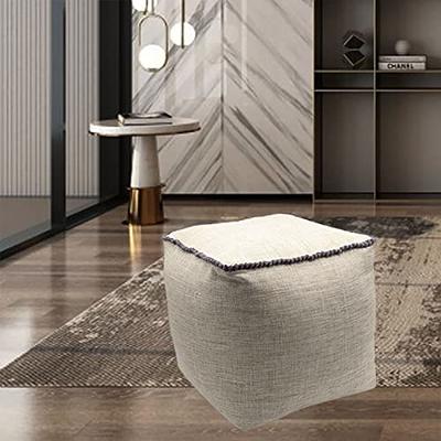 Round Pouf Ottoman Stuffed Floor Foot Stool Floor Pouf Chair for Living  Room Bedroom Foot Rest for Couch 20 In Diameter x 12 In Height Ottoman Foot