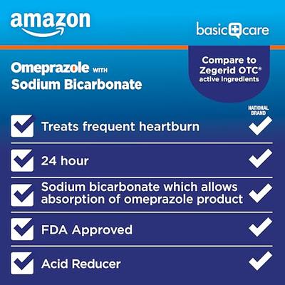 Equate Omeprazole and Sodium Bicarbonate Capsules, 20 mg/1100 mg, Acid  Reducer, 42 count 