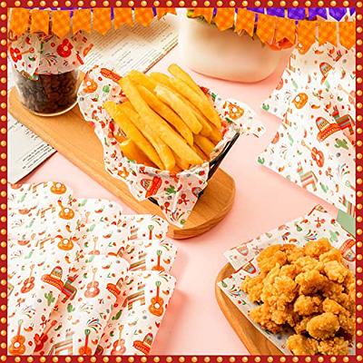 100 Pcs Fiesta Wax Paper for Food, Cinco De Mayo Wax Paper Sheets Deli Paper  Sandwich Wrap Candy Wraps, Waterproof Oil-proof Picnic Basket Liners with  Guitar Pattern for Kitchen Handmade Food(White) 