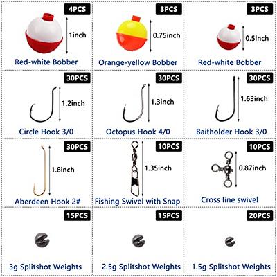 Fishing Hooks Bobbers Tackle Kit, 200pcs Basic Fishing Tackle Box