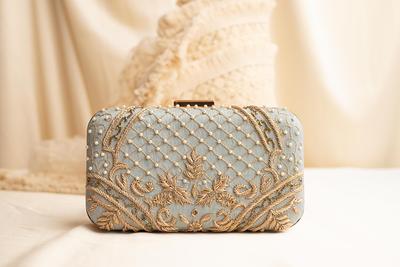 White Cream Pearl Hand Embellished Evening Clutch Bag Bags