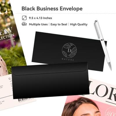 Business Envelops, 200-Pack #10 Black Envelopes, Standard Square