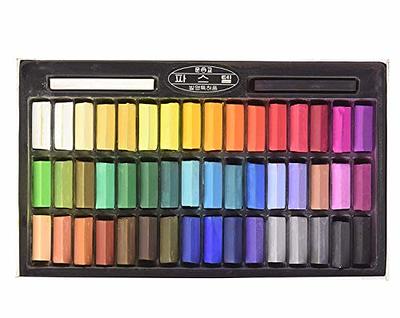 Hashi Non Toxic Long Soft Pastel Set for Professionals - Square Chalks Brilliant Assorted Colors (24 Colors)