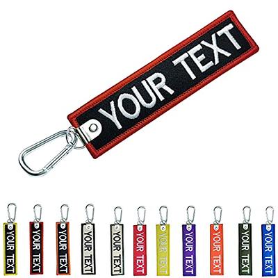 silkmilk Personalized Keychain,Customized any own text key tags Embroidery  Carabiner Clips keyring, Keychain Hook Clip for luggage,crate,belt, gear,  keyring (Black background & red border) - Yahoo Shopping