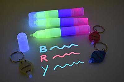  DirectGlow 12 Invisible Ink Markers & 4 UV LED Lights  UltraViolet Blacklight Pens Blue Red Yellow Assorted : Office Products