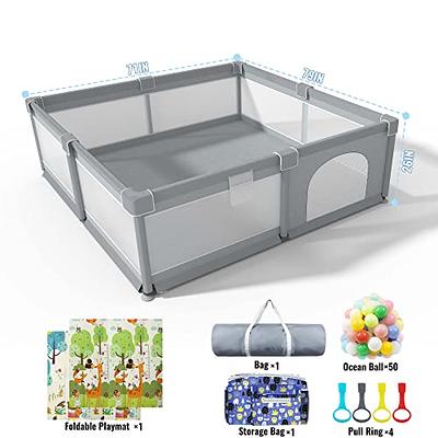 LUTIKAING 79x71 Baby Playpen with Mat, Safe Playpen, Play Pen for Babies  and Toddlers, Large Play Yard, Zipper Gate, Anti-Slip Suckers, Ideal Baby