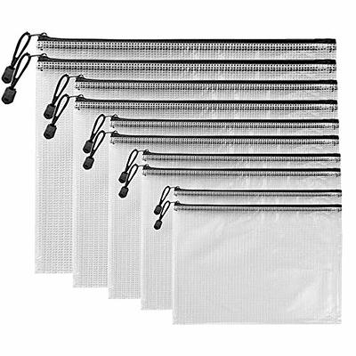 AUSTARK 10Pcs Zipper File Bags Plastic Mesh Zipper Pouch Waterproof  Document Bags Board Games Storage Bags for Office Home Travel (A5 Size