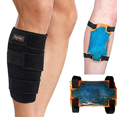 Odoland Calf Compression Sleeve Calf Brace for Calf Pain Relief Strain,  Sprain, Tennis Leg and Calf Injury - Guard Leg and Adjustable Shin Splints  Support for Sport Recovery Fitness and Running, Blue 