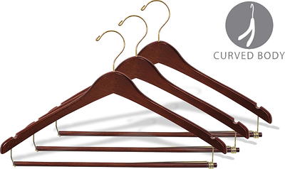 International Hanger, Natural Wavy Wood Combo Hanger, Adjustable