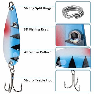 Colorful Metal Spoon Fishing Lures Kit Sharp Treble Hooks For