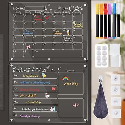 Acrylic Magnetic Monthly and Weekly Calendar for Fridge with Dry Erase  Markers