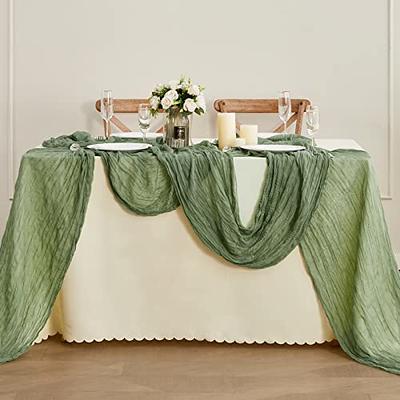  Snowkingdom 6PCS 13Ft Sage Green Cheesecloth Table Runner,  160inch Long Cheese Cloth Boho Gauze Table Runner for Wedding Bridal Baby  Shower Birthday Holiday Party Rustic Sheer Table Decorations : Home 