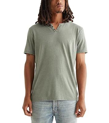 Lucky Brand Men's Burnout Button Notch Neck Shirt, Dark Olive, S 