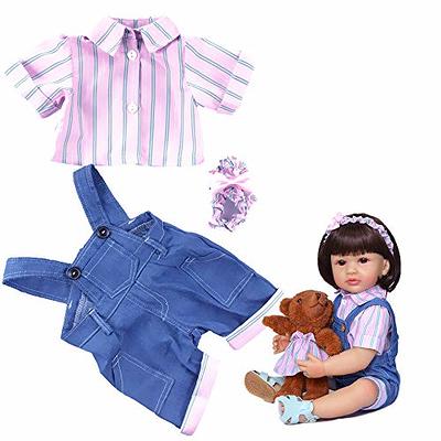  Reborn Doll Clothes and Accessories Long Sleeve Knitted Top 4pcs  Suit Reborn Baby Doll Clothes 20-22 inch Girl Outfits : Toys & Games