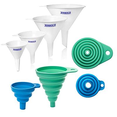 Terbold Kitchen Funnel Set 8pc  Large, Small and Mini Collapsible Silicone  & Nesting Plastic Funnels for Filling Bottles, Kitchen and Automotive Use -  Yahoo Shopping