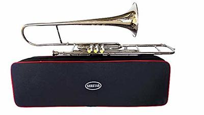 Pocket Trumpet Nickel Finish Bb Pitch With Hard Case Bag And Mouthpiece 