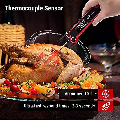 Biison Meat Thermometer for Grilling, Digital Instant Read Food Thermometer  with Bottle Cap Opener, Kitchen Gadgets with Backlight & Calibration for