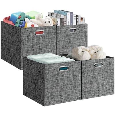 Homsorout Storage Bins, Fabric Closet Organizer and Storage Cubess for  Shelves, Trapezoid Storage Box with Handles, Folding Storage Baskets with  Divider for Clothes Jeans Books Toys Office, Ash Grey 