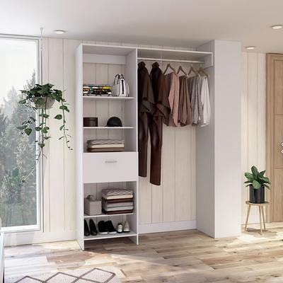 Black/ White Modern Clothes Garment Rack,Metal and Wood Closet Rack Closet  Organizer System with Hanging Rod and Shelf - Yahoo Shopping