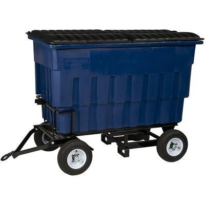 HART 50 Gallon Rolling Plastic Storage Bin Container with Pull Handle,  Black with Blue Lid, Set of 2