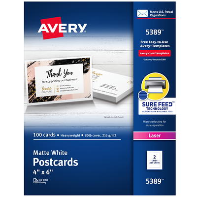 65lb White Printable Postcards - Blank Postcard Paper - Perforated