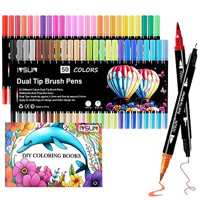 Eglyenlky Colored Markers for Adult Coloring, Coloring Pen, Dual Tip Brush  Pens with Brush and Fine Tip for Adult Teen Kids Coloring Journaling Taking