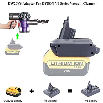 BTRUI for Dyson V6 Adapter for Dewalt 20V Battery Convert to for Dyson V6  Absolute/Motohead/Animal+Fluffy/Mattress/DC58 DC59 DC61 DC62 SV04 SV09