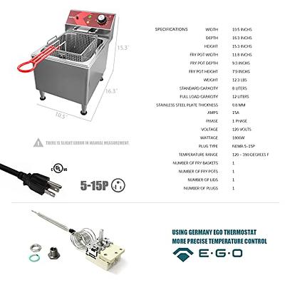 EGGKITPO Electric Deep fryer Single Tank Deep Fryer with Basket