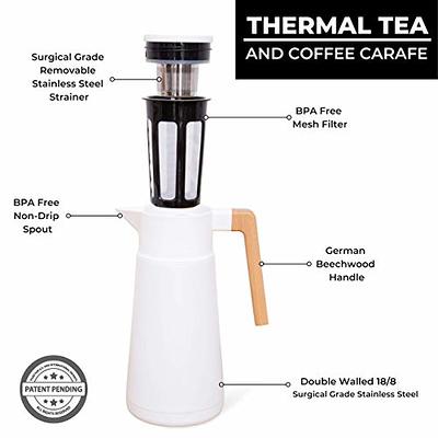 Hastings Collective Thermal Coffee Carafe 40 Oz - Stainless Steel Double  Walled Vacuum Insulated Carafe - 1 Liter Thermal Coffee Pot Thermos, Travel