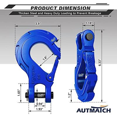 AUTMATCH Winch Hook Safety Latch 3/8 - Grade 70 Forged Steel Clevis Slip Hook  and Winch