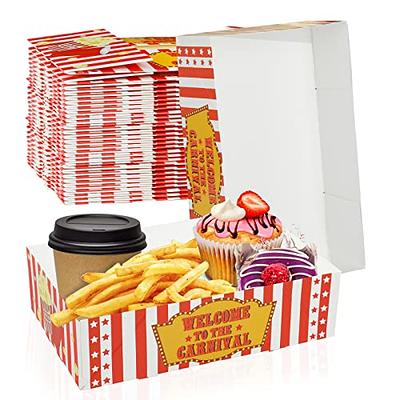 Chinco 100 Pieces Paperboard Kraft Food Trays 4 Corner Pop up Food Tray  Disposable Foldable Cardboard Trays Movie Night Snack Trays Party Container