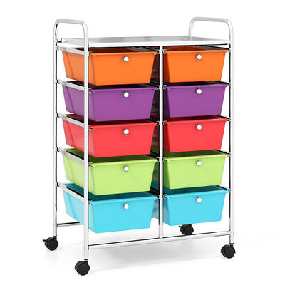 12 Drawers Rolling Cart Storage Scrapbook Paper Organizer Bins-Deep  Multicolor