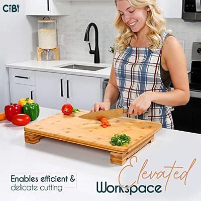 Bamboo Cutting Board for Kitchen, Wood Chopping Board, Easy Grip Handle,  BPA Free, 100% Natural