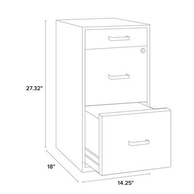 Space Solutions 18in Deep 3 Drawer Mobile Metal File Cabinet Teal