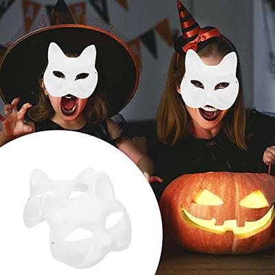 LOGOFUN 10 Pcs Cat Masks for Kids Therian Mask White Paper Blank