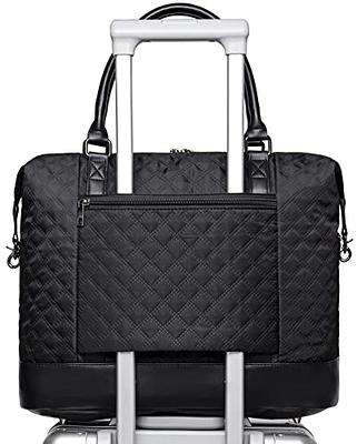 Bluboon Women Ladies Canvas Weekender Bag Overnight Carry-on Tote Duffel in  Trolley Handle