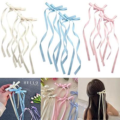 FOSROM 3 Pcs Hair Bows for Girls Hair Ribbons for Woman Pink Bow Girls Hair  Bows for Women Ribbon for Hair Black Bow Girls White Hair Bow Hair