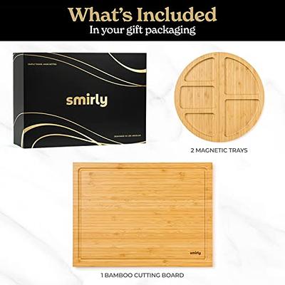 SMIRLY Bamboo Cutting Board Set - Wood Cutting Board Set with Holder, Large  Wooden Cutting Boards For Kitchen, Cutting Board Wood, Wooden Chopping