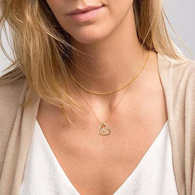Hidepoo Valentines Day Gifts for Girls Women - Disc Initial Necklaces for  Girls Teen Girls Women Gifts Gold/Rose Gold/Silver Dainty Letter Initial