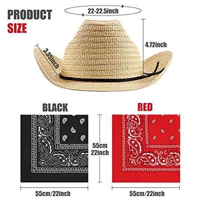 18 Set Cowboy Hats and Bandanas Set Straw Cowboy Hat Party Pack