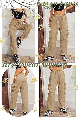 Cargo Pants Women Baggy Parachute Drawstring Elastic Waist Casual