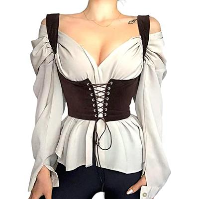 VILAGRAH Women 's Lace Up Corset Bustier Sexy Waist Trainer Belt Bustier  Steampunk Underbust Corset (Brown, M) - Yahoo Shopping